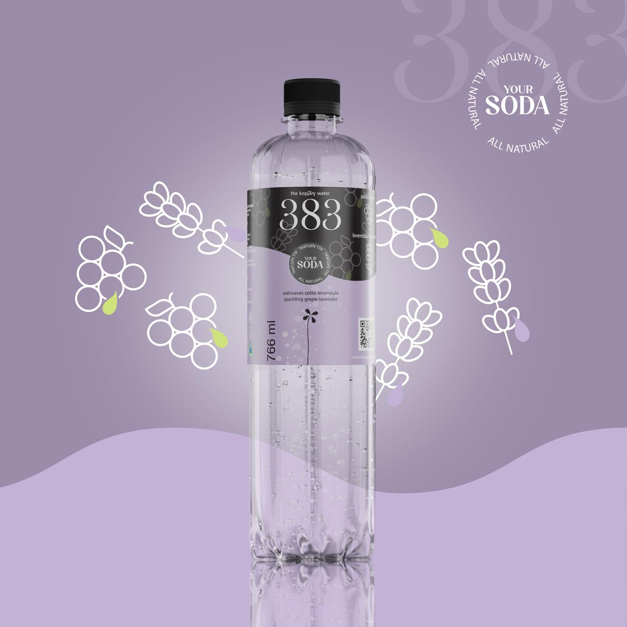 383 THE KOPJARY WATER grape-lavender flavored, carbonated, 766 ml